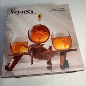 Godinger Airplane Decanter Set with Globe Design